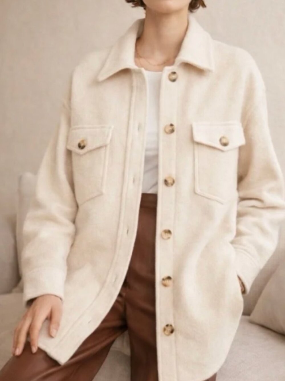 ARITZIA WILFRED WOMENS 100% MERINO WOOL SHACKET, SIZE S
